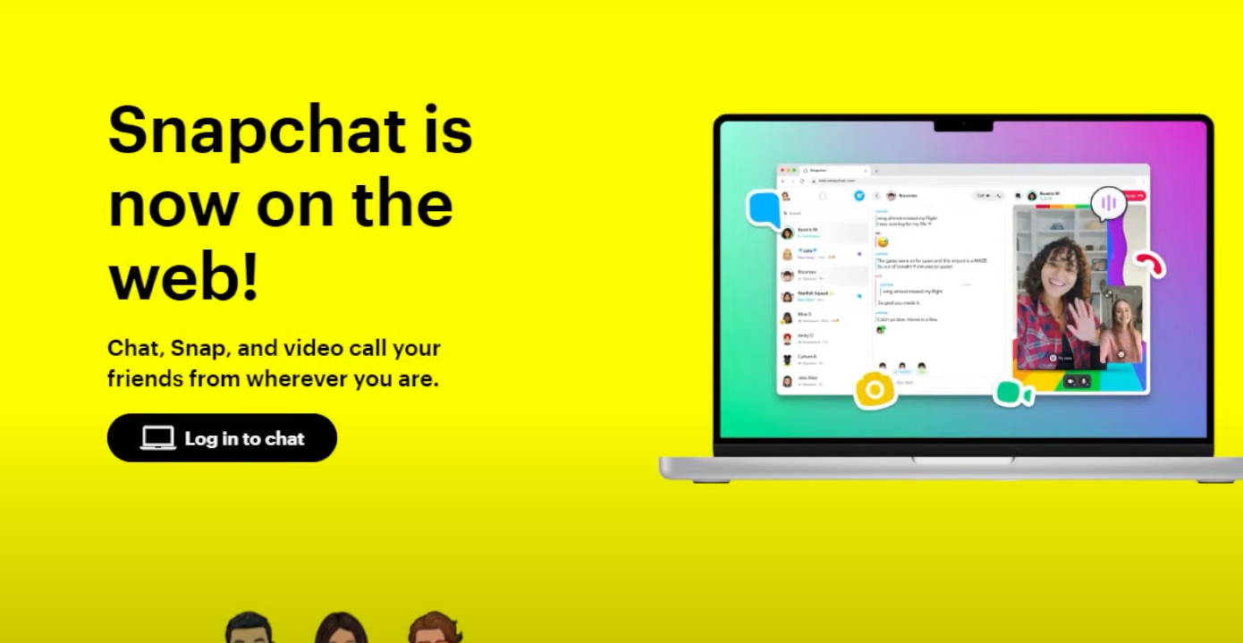 Snapchat web. Snapchat chat.