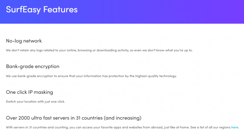 SurfEasy Features