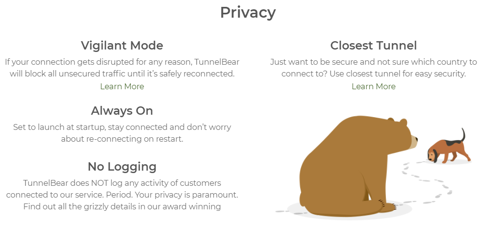 TunnelBear Features